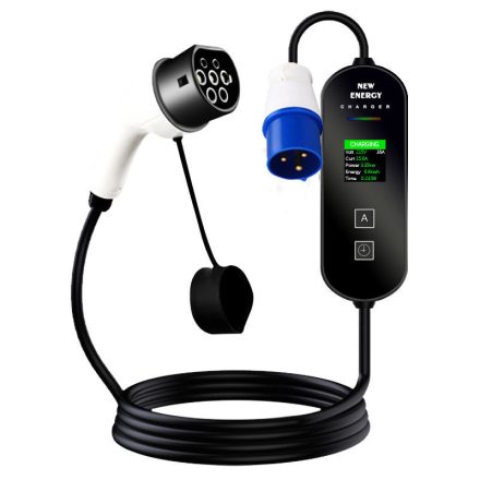 Mobil Töltőállomás elektromos autókhoz és egyéb járművekhez AC,32A,5 méteres,EV 7 kw,type 2 csatlakozóval KOPB-943