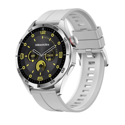 Laxasfit GT4 Pro ezüst okosóra - szürke szilikon szíjjal magyar menüvel WLM-101