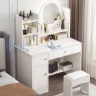 Sminkasztal LED tükörrel – Többzónás tárolás és tágas asztallap, fehér, 80x40x128 cm MZS-612