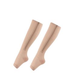 Brit&club Cipzáras bézs kompressziós zokni S/M