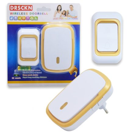 DRSCKN Vezeték Nélküli Kapucsengő, 32 Dallammal / Sárga-Fehér