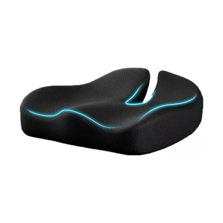 ErgoComfort memóriahabos irodai ülőpárna fekete – derék- és csípőkímélő 40*36*11cm