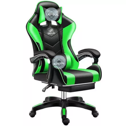 Likeregal 920 gamer szék lábtartóval zöld masszázs funkcióval (ZO-SW110ZO)