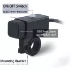 iMESTOU Motoros USB Töltő – 5V 2.1A, vízálló, dupla USB, kapcsolóval és biztosítékkal (12V/24V)