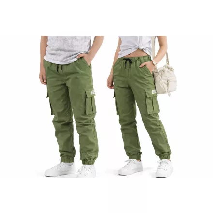 NATUST unisex cargo nadrág – pamut szabadidőnadrág gumis derékkal - (170–176 cm)
