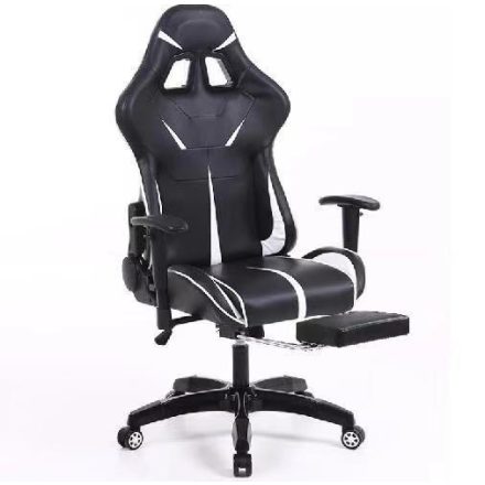 Sintact Gamer szék Fehér-Fekete lábtartóval (SG-SW110FK)