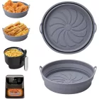 Szilikon Airfryer sütőkosár 2 darabos  – összecsukható, hőálló, szürke VAN-055
