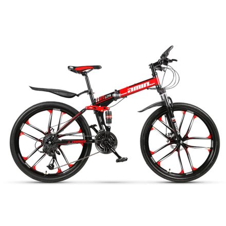 AMIN 686 hegyi kerékpár piros-fekete hagyományos küllős kivitel (Összecsukható) QS-356