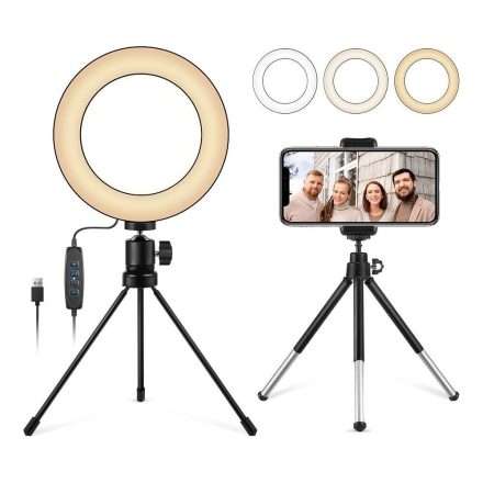 Openuye 6 colos  LED- es szelfilámpa telefontartóval OUY-10