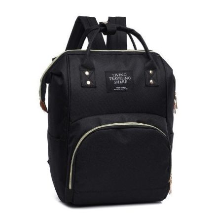Fekete baba-mama táska, pelenkázó hátizsák MDDD3152