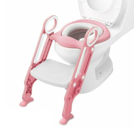Bamny gyermek WC-ülőke, lépcsős kialakítás - rózsaszín fehér