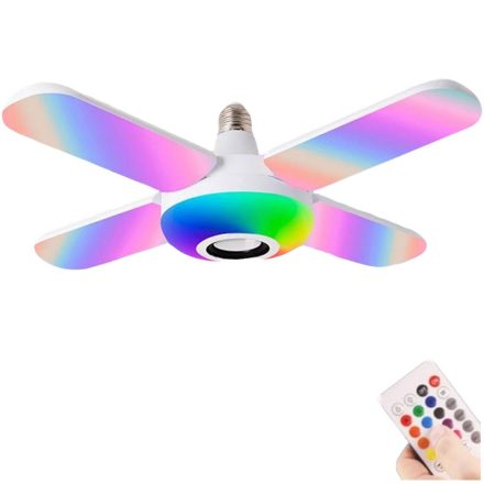 Namvi 50 W-os E27 intelligens mennyezeti lámpa Bluetooth zenei lámpa RGB távirányítóval,összecsukható party világítással QS-305