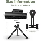 Monokuláris teleszkóp 12*50 fekete SP-0029