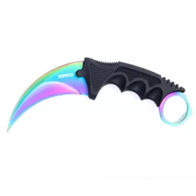   Scorpion Karambit Rainbow Damascus mintás, fekete markolat AMO-10135