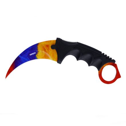 Ork Karambit vörös-kék-sárga penge, fekete markolattal AMO-10132