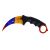 Ork Karambit vörös-kék-sárga penge, fekete markolattal AMO-10132