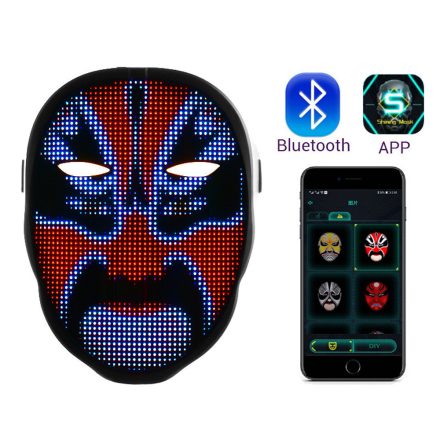 Világító LED Arcmaszk Bluetooth Alkalmazással AMO-10062