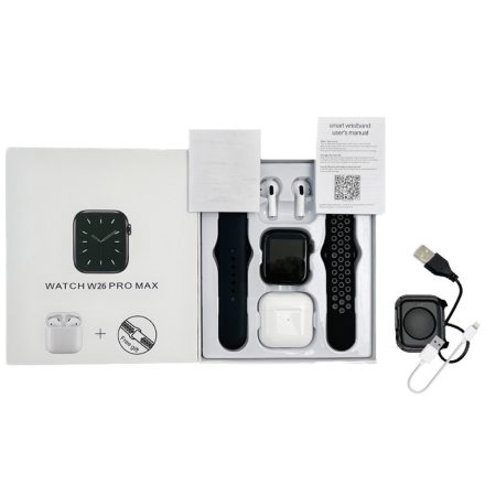 W26 Promax okosóra csomag (okosóra + ajándék Bluetooth headsettel és plusz szíjjal) AMO-10021