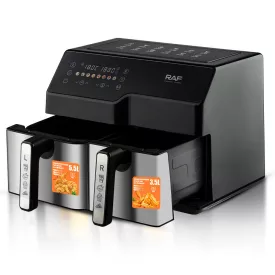   RAF 9 literes okos digitális air fryer - 2 kosárral + ajándék receptkönyv RTZ-9004