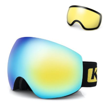 Kutook X-Treme Síszemüveg/Snowboard szemüveg - Dupla rétegű cserélhető arany színű UV lencse