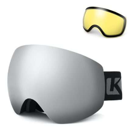 Kutook X-Treme Síszemüveg/Snowboard szemüveg - Dupla rétegű cserélhető ezüst UV lencse