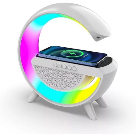 Multimédiás bluetooth Hangszoró, vezeték nélküli töltőpad, ébresző óra ,RGB, LED LÁMPA KOPB-959