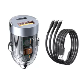   120 W autós töltő szett,  kétportos autós töltőadapter + töltőkábel KM-22