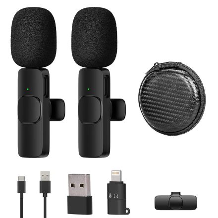 Vezeték nélküli Lavalier Mikrofon iPhone és Android készülékekhez, 2db KOC-121