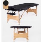 Duo Profi összecsukható,hordozható masszázságy - 2 zónás,favázas,állítható magasságú, fekete FFT-003