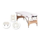 Duo Profi összecsukható,hordozható masszázságy - 2 zónás,favázas,állítható magasságú, fehér FFT-001