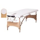 Duo Profi összecsukható,hordozható masszázságy - 2 zónás,favázas,állítható magasságú, fehér FFT-001