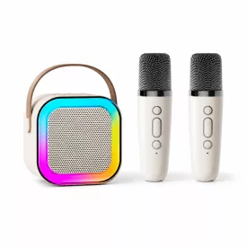   Hordozható RGB Bluetooth karaoke hangszóró 2 vezeték nélküli mikrofonnal