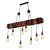 Loft stílusú fából készült nagyméretű függőlámpa 8 db LED körtével, szerelékekkel (90cm) FT-C9032